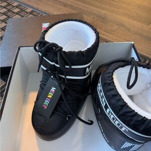 Moon Boot Black and White Women's Shoes